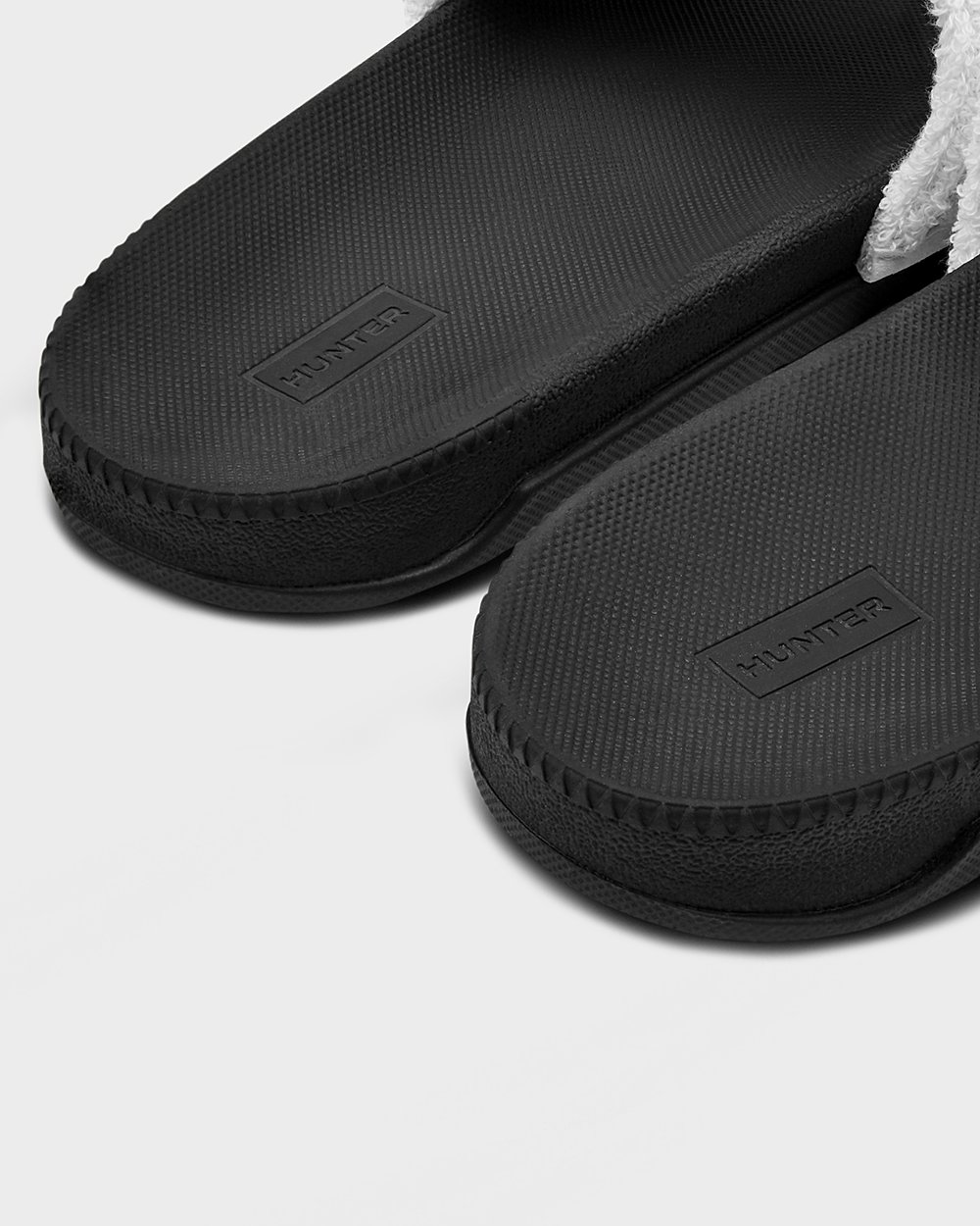 Slippers Heren - Hunter Original Terry Towelling Logo Adjustable - Zwart/Wit - 16YKTAHEX